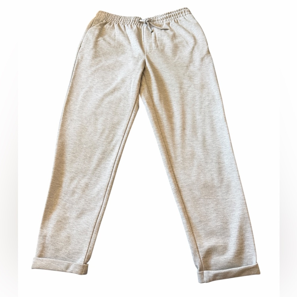 NWT Zara easy care knit jogger men, size large pull on pants, light grey